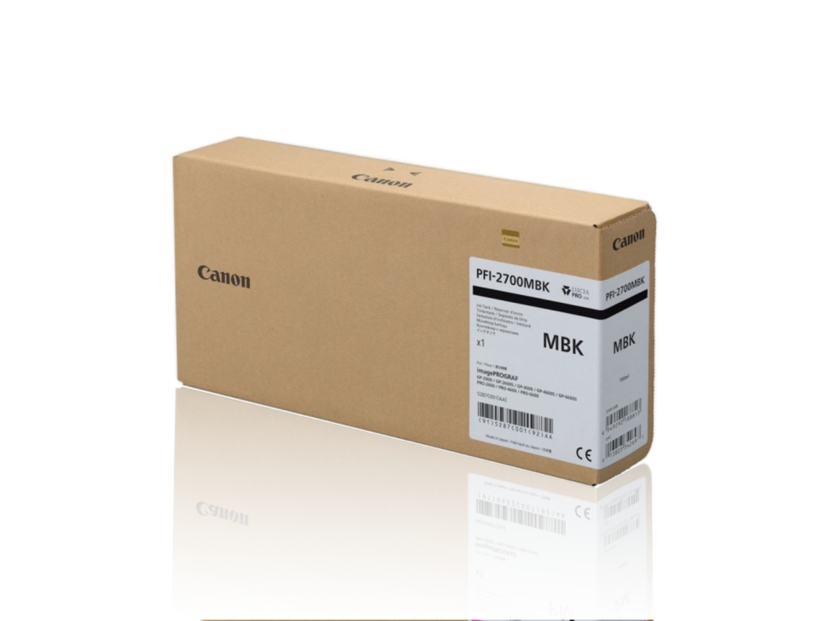 Cartucho de tinta Canon PFI-2700MBK Negro Mate - 700 ml.