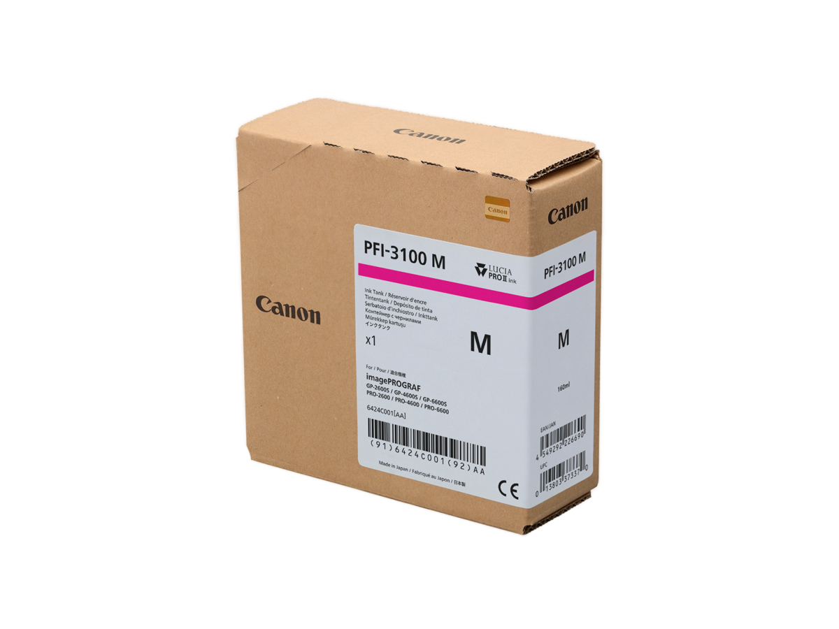 Cartucho de tinta Canon PFI-3100M Magenta - 160 ml.