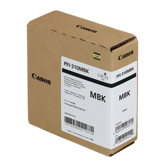 Cartucho de tinta Canon PFI-310MBK Negro Mate - 330 ml.